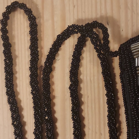 VINTAGE Beaded Shoulder Bag Clutch metallic black silver gold - Picture 4 of 8